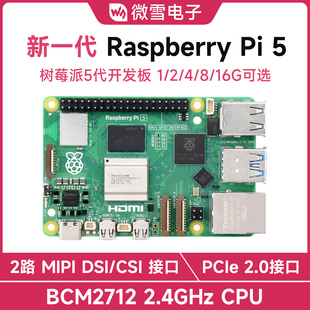 套件可选 Raspberry 新版 BCM2712 16GB 5代 树莓派5 微雪