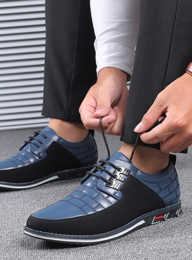 外贸休闲鞋49蓝色50超大号48拼色45单鞋46英伦47特大码胖脚肥男鞋