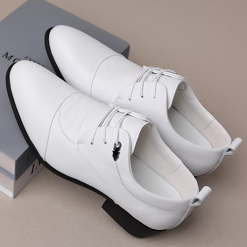 内新郎结婚拍婚纱照婚礼鞋子韩版西装伴郎礼服鞋高跟白色皮鞋