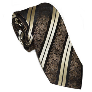 Ptah Atum 宴会 色织真丝领带男 黑白色条纹正装商务领带套装