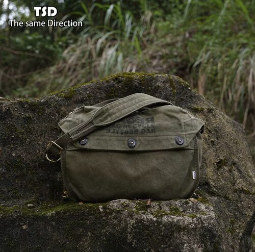 TSD皮具手工重磅帆布斜挎面具包复古风通用男女包9257