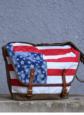 星条旗复古帆布单肩斜挎休闲旅行包个性男包女包骑行清仓捡漏特价