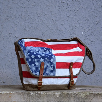 星条旗复古帆布单肩斜挎休闲旅行包个性男包女包骑行清仓捡漏特价