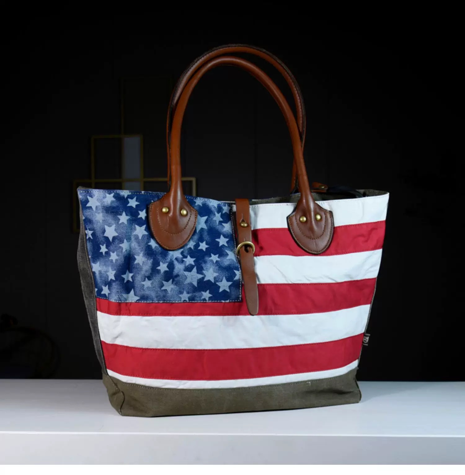 星条旗美国旗帆布单肩包挎包休闲包男重工复古女包清仓捡漏特价