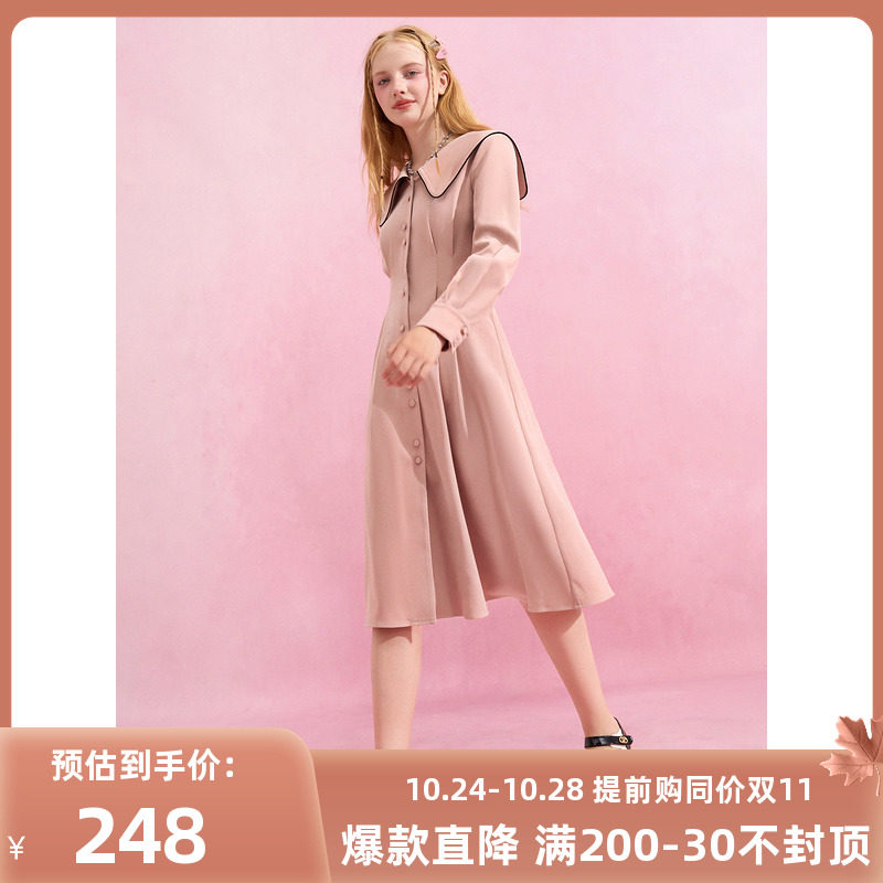 三彩独醒2023冬季新款大翻领连衣裙长袖收腰中长裙小个子怎么样,好用不?