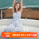 碎花吊带裙无袖 三彩2025夏季 新款 高腰连衣裙显瘦A字裙长裙度假M