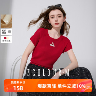 薄款 插肩袖 毛衫 简约M 圆领套头衫 新款 三彩2025夏季 蝴蝶结针织衫
