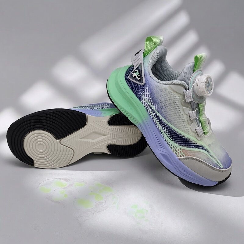 女孩童鞋夏季新款女童单网运动鞋超轻透气防滑小学生纽扣跑步鞋