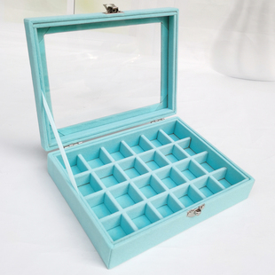翻盖绒布24格小号耳钉耳环戒指项链耳夹耳扣多格通用首饰盒珠宝盒