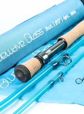 2019飞蝇钓竿 大物4节渔杆  Saltwater 2.4米海钓玻璃钢8号竿蓝色