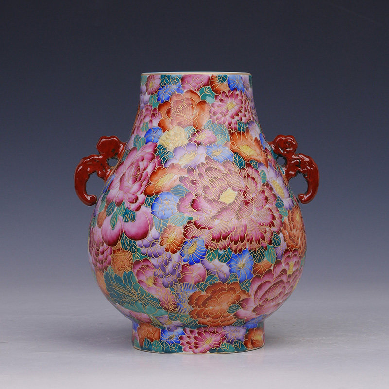 大清乾隆珐琅彩万花福桶尊 古董古玩 仿古瓷器摆件老物件收藏精品