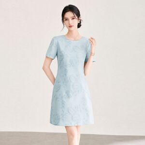 南油高品质刺绣提花天丝连衣裙女夏新款气质小个子A字裙