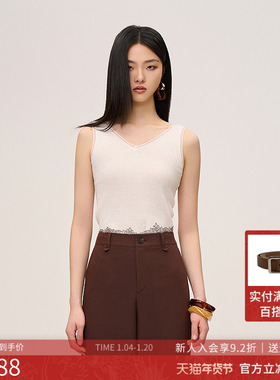 曼诺比菲商场同款2025秋季v领无袖坎肩毛织背心上衣女SGGM131020