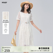 蕾丝短袖 法式 曼诺比菲夏季 连衣裙女中长款 商场同款