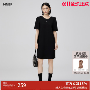 短袖 黑色修身 曼诺比菲夏季 连衣裙女直筒减龄 商场同款