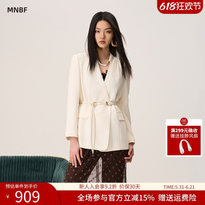曼诺比菲商场同款春秋优雅气质直筒系带西装外套女SGBG134105