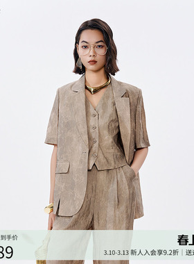 曼诺比菲商场同款夏季五分袖直筒西装外套摩登职场SGBG123075