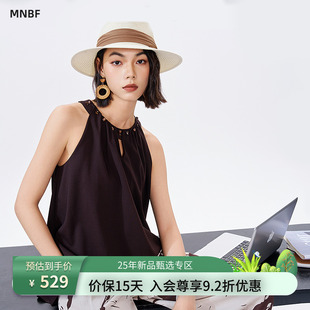 上衣SGAS124076 曼诺比菲商场同款 2025夏季 宽松无袖 挂脖吊带梭织衫