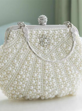 名媛晚宴手提珍珠手包女宴会搭配晚礼服的国风手拿包旗袍专用包包