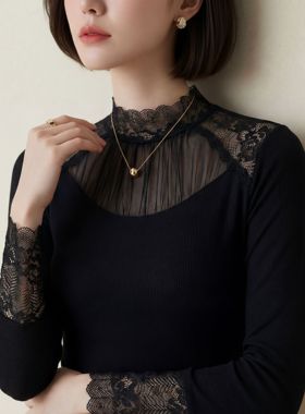 黑色圆领打底衫女装小衫内搭2026新款春季高级感长袖上衣