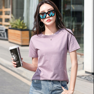 短袖纯色圆领t恤女装2026夏装新款宽松显瘦休闲纯棉小衫半袖上衣