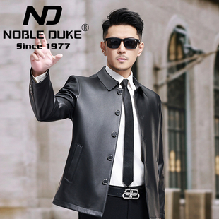 新款8202头层绵羊皮男士真皮皮衣纽扣翻领商务休闲高档春秋皮夹克
