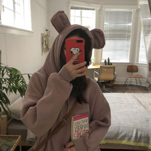 新款 上衣外套女潮 可爱连帽兔耳朵卫衣假两件长袖 韩版 kumayes 秋季