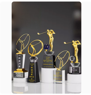 新款高档创意高尔夫球奖杯定制总净杆一杆进洞水晶比赛颁奖冠亚军