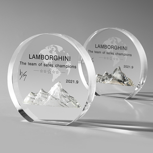山峰水晶奖杯定制销冠年会颁奖优秀员工团队运动登山爬山比赛户外