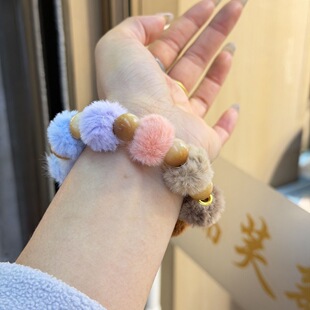 秋冬美拉德色系 毛球球手串儿文玩DIY配饰手串编绳挂件创意配饰