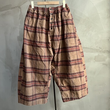 沉香布衣草堂老布柿染双层排扣长裤古古麦面料不同随发G25w10247