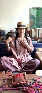 沉香布衣草堂 长袍连衣裙 中长衣 亚麻 自制浅粉色有兜 套头