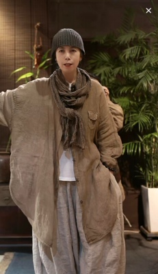 沉香布衣草堂 自制亚麻长袖衬衫斑驳砂洗做旧长衣