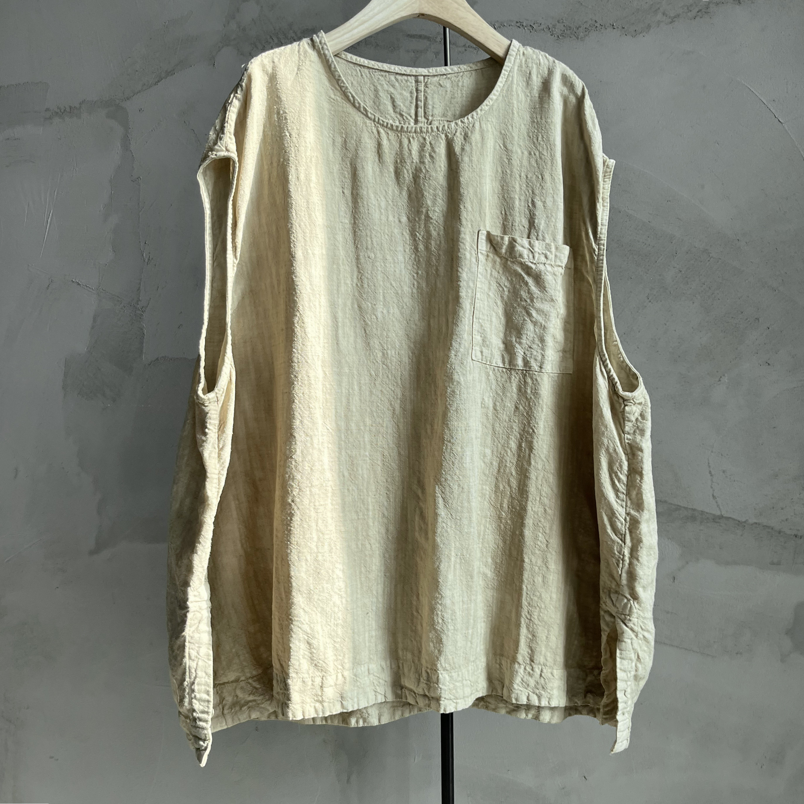 沉香布衣草堂 亚麻套头背心 多色夏款短衣自制肌理外穿