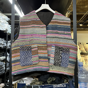 沉香布衣草堂原创自制火草拼接马甲斑驳古朴破洞织法都不同随机发