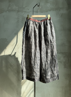 沉香布衣草堂直筒裤 长裤苎麻自制 微透单层阔腿休闲裤C25u05091