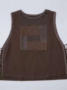 沉香布衣草堂垒土25MJ0485羊毛拼接绗线短背心秋拼布棕LT26s001