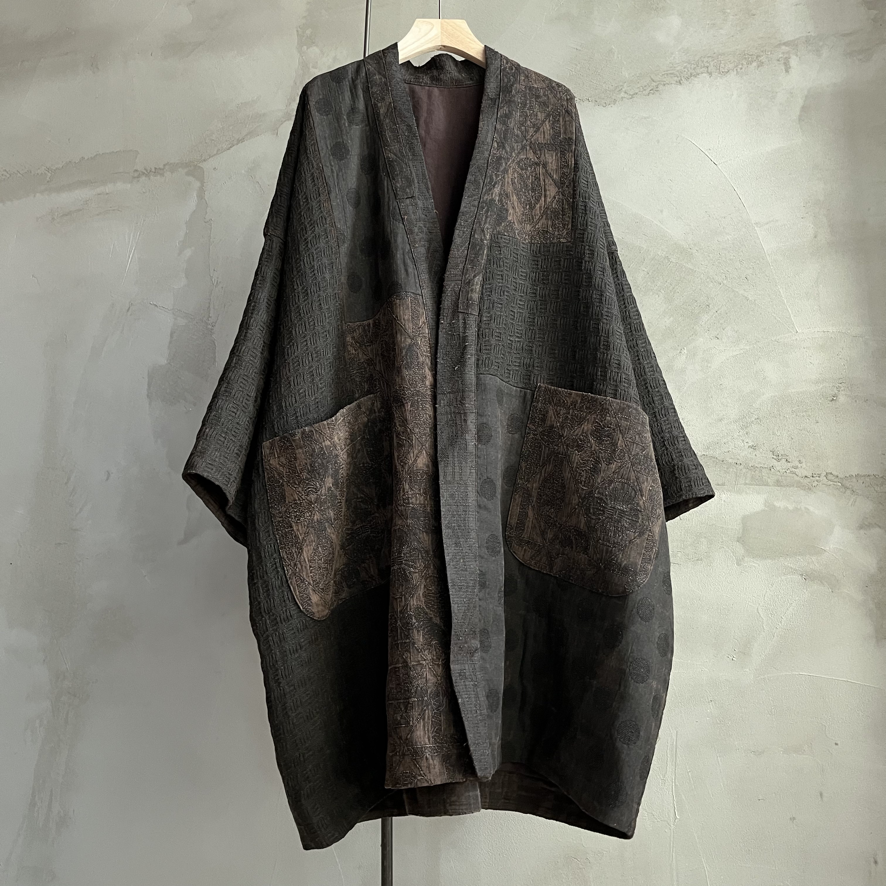 沉香布衣草堂 拼接开衫外套 长衣 柞蚕丝香云纱随拼自制C25a10202