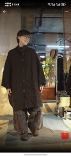 沉香布衣草堂 原创亚麻中长衣棉服开衫