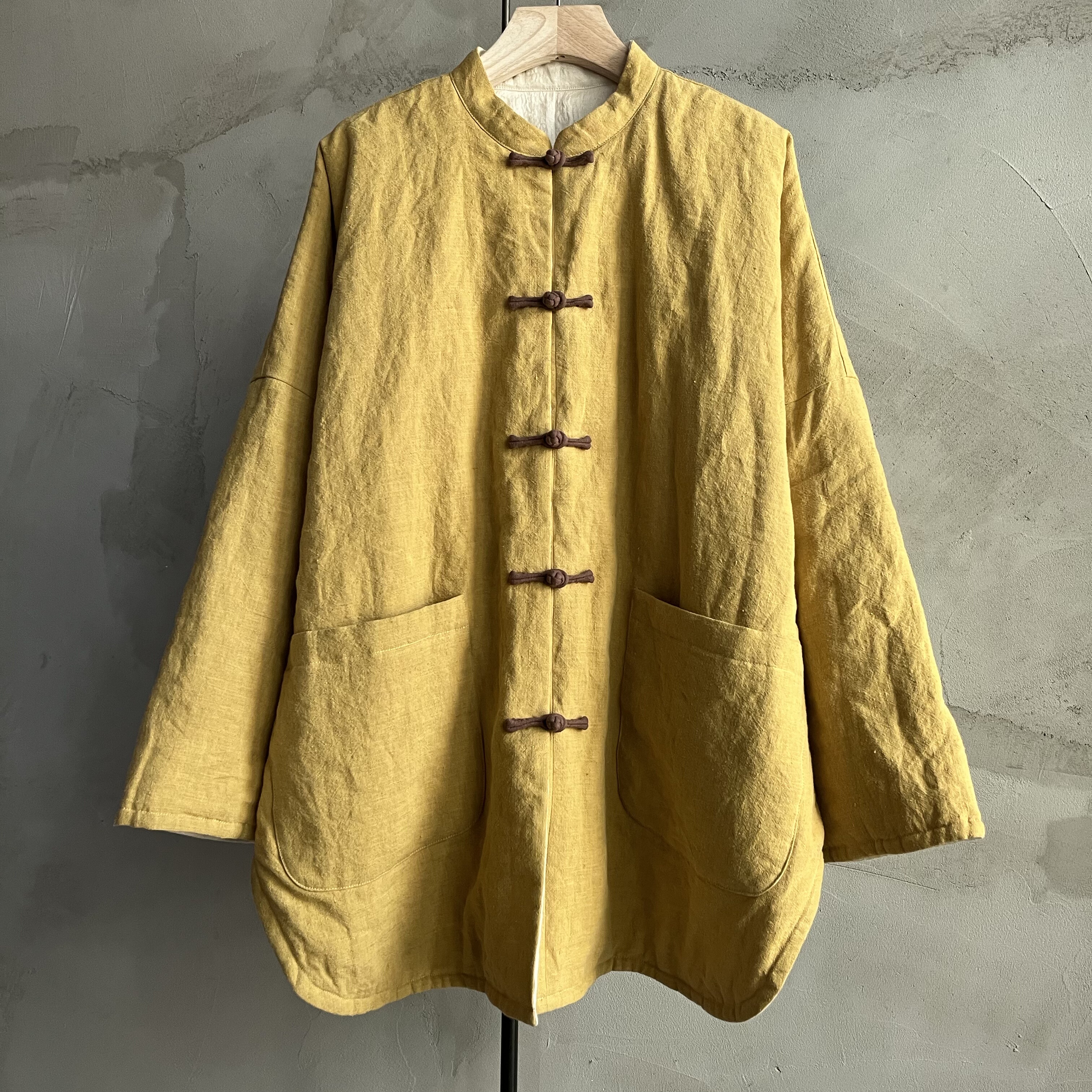 沉香布衣草堂短衣棉袄进口色织亚麻自制盘扣立领新中式C25w11255