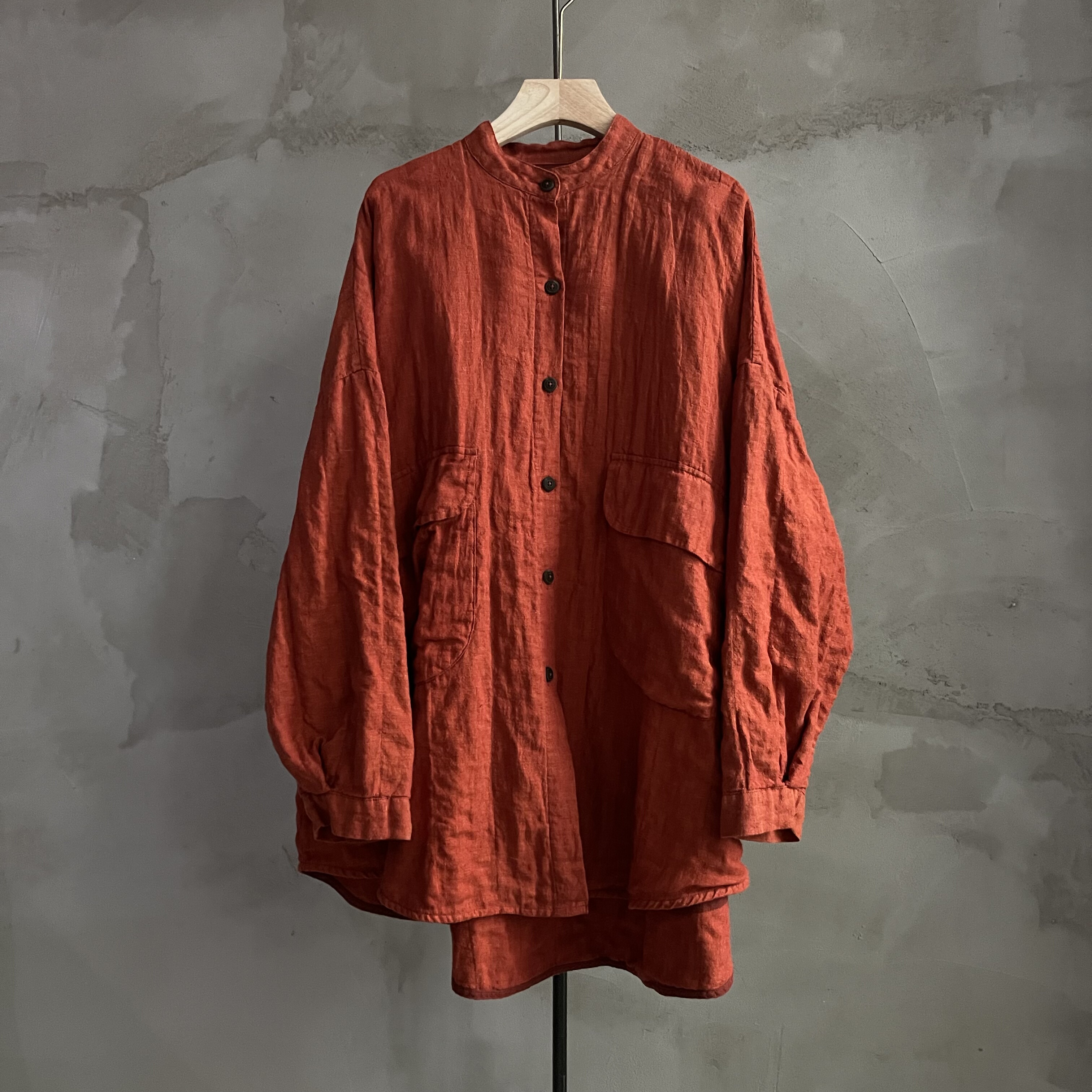 沉香布衣草堂 色织亚麻双层外套 2025秋 多色衬衫小立领Y25s01022