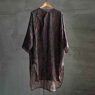 沉香布衣草堂防晒袍子长衣 苎麻自制2025夏微透套头盘扣C25u04067