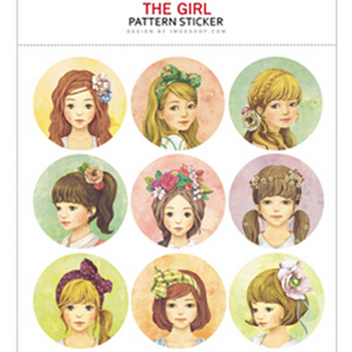 日韩可爱甜美女生防水圆形贴纸 装饰贴 日记贴 封口贴 单张9枚入