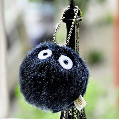 日式宫崎骏龙猫黑煤炭球毛绒手机链煤炭球钥匙链扣男汽车挂件挂饰