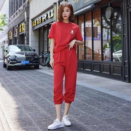 运动套装薄款纯棉短袖休闲两件套