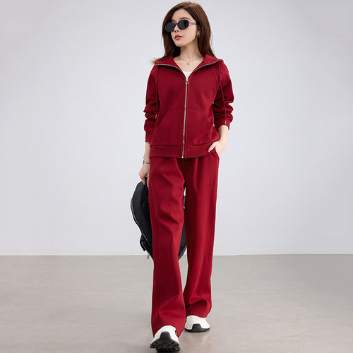 2025秋冬新款运动套装女宽松大码休闲服连帽纯棉减龄卫衣两件套女