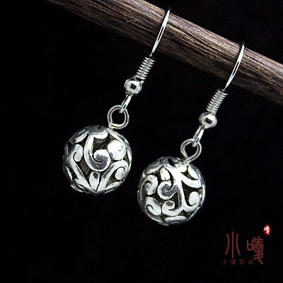 民族银饰品原创手工耳环 特价民族风 苗银藏银耳坠耳环 D019