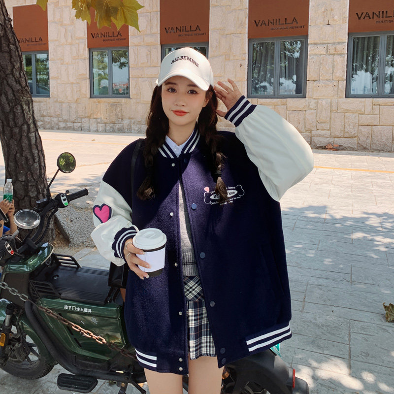 藏青色拼接夹棉短外套女2026秋季新款182-8509-P190-K268,女装毛呢外套,帛香坊