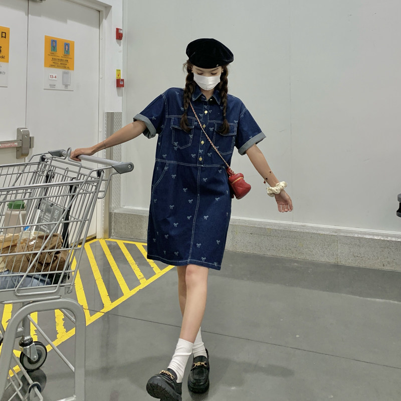 现货2026新款夏装休闲时尚牛仔印花连衣裙女潮182-8568-P125K188,女装连衣裙,帛香坊