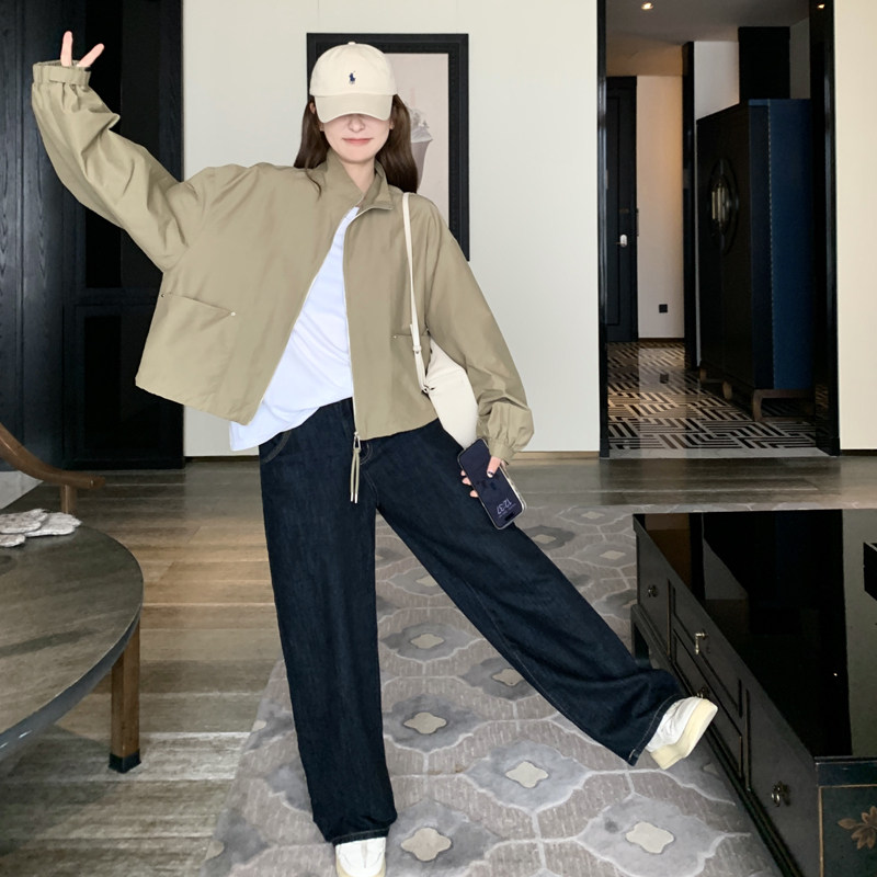 美式复古立领工装短款外套女2026春秋季新款设计感显瘦冲锋衣夹克,女装短外套,帛香坊